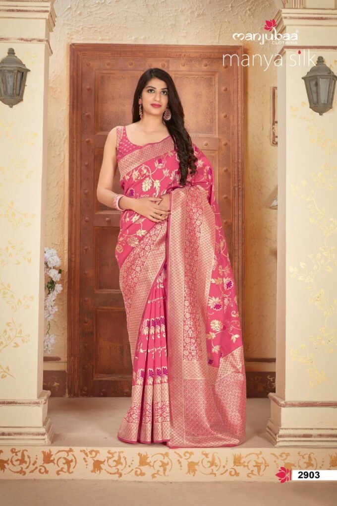 Manjuba Pink banarasi Weaving Saree