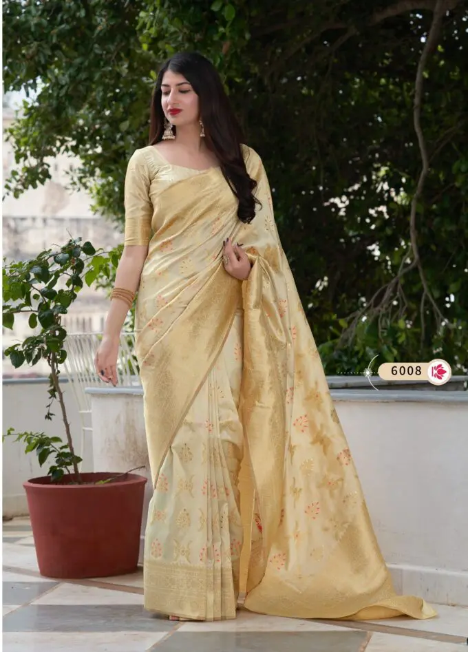 Maanishka Golden Banarasi Silk Saree 6008