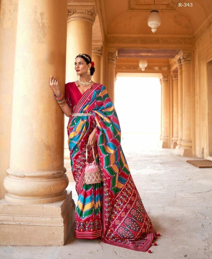 Multicolor Designer Printed Silk Saree