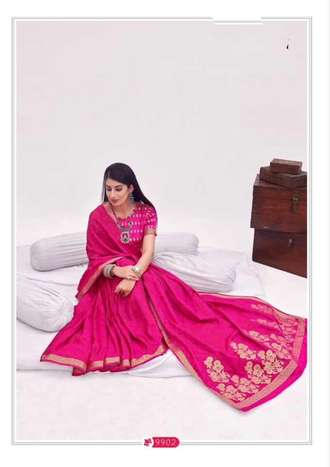 Rose Pink Festive Wear Floral Woven Silk Saree