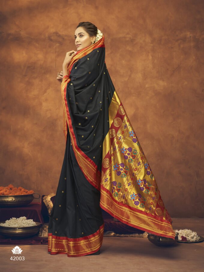Black Paithani Wedding Silk Saree