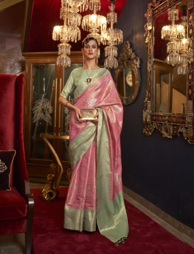 Pink Zari Wedding Silk Saree