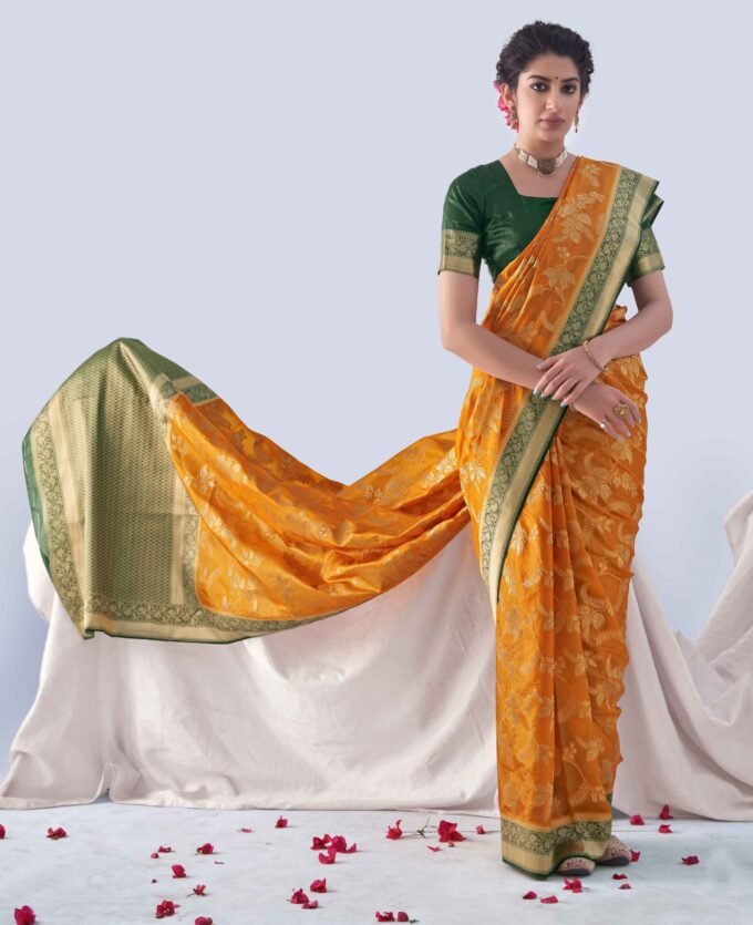 Yellow Wedding Silk Saree