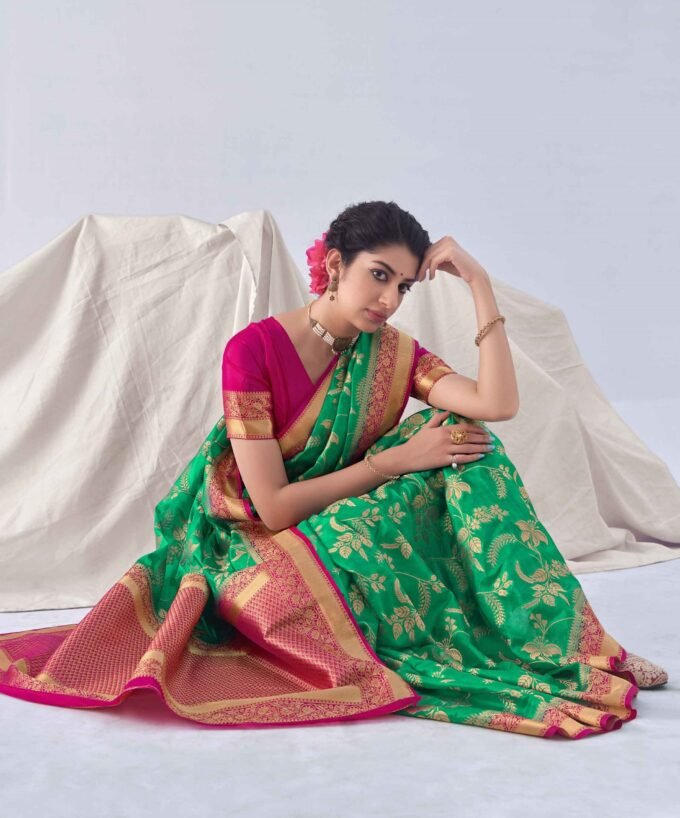 Shamrock Green Wedding Silk Saree