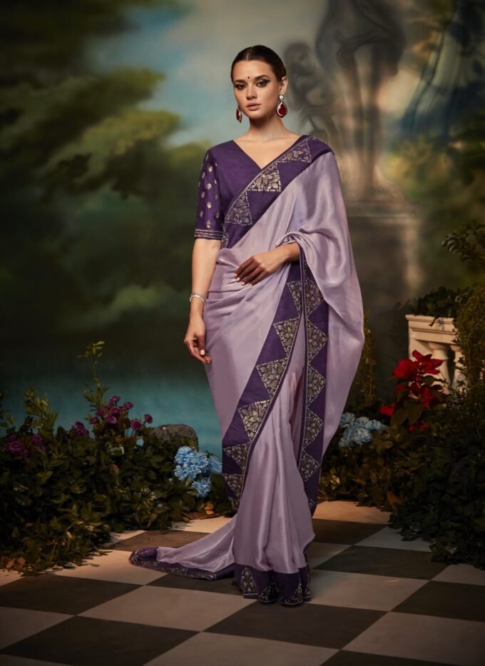 Purple Weaving Silk Saree With Blouse