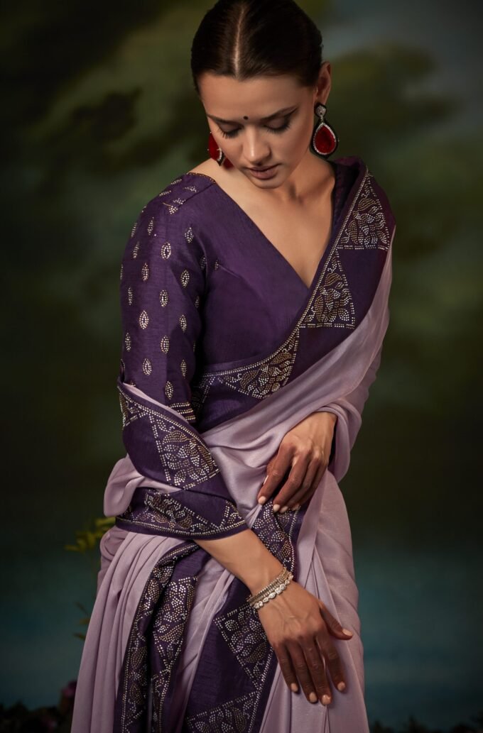 Purple Weaving Silk Saree With Blouse
