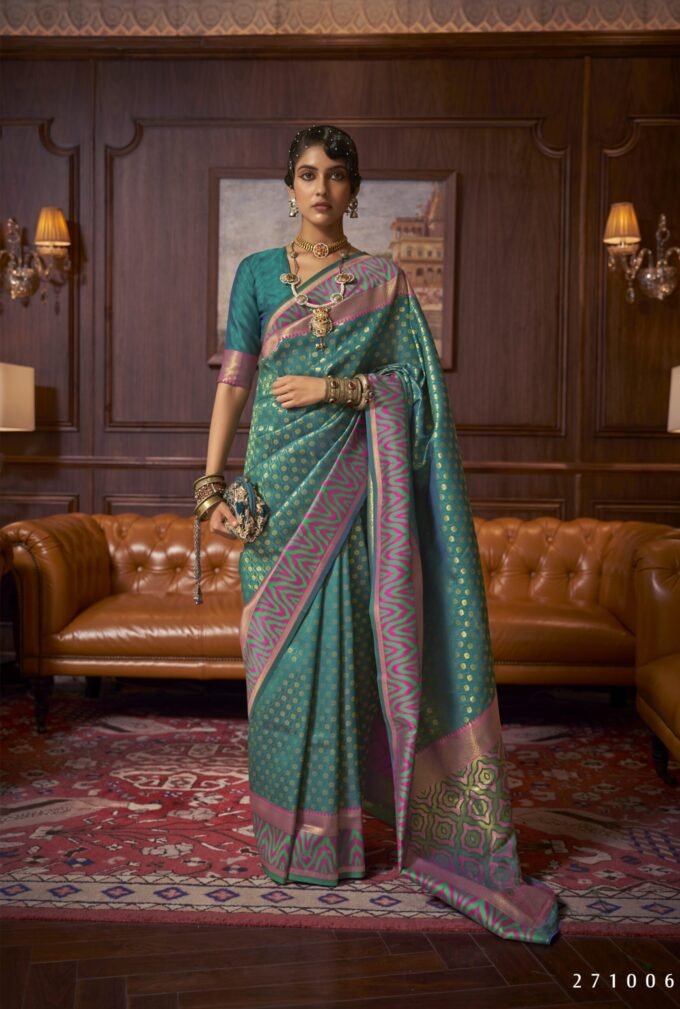 Exquisite Green Silk Handloom Saree