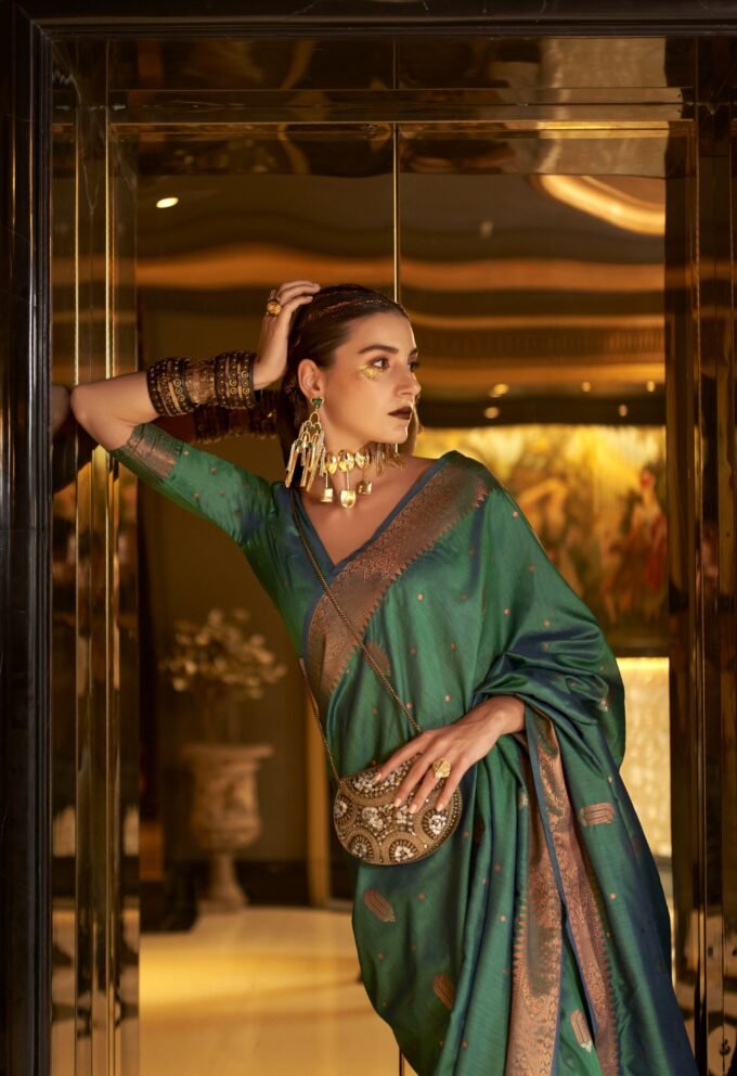 Green Banarasi Silk Blend Designer Saree