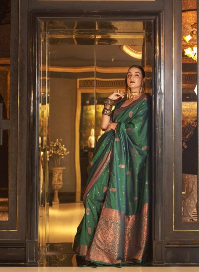 Green Banarasi Silk Blend Designer Saree