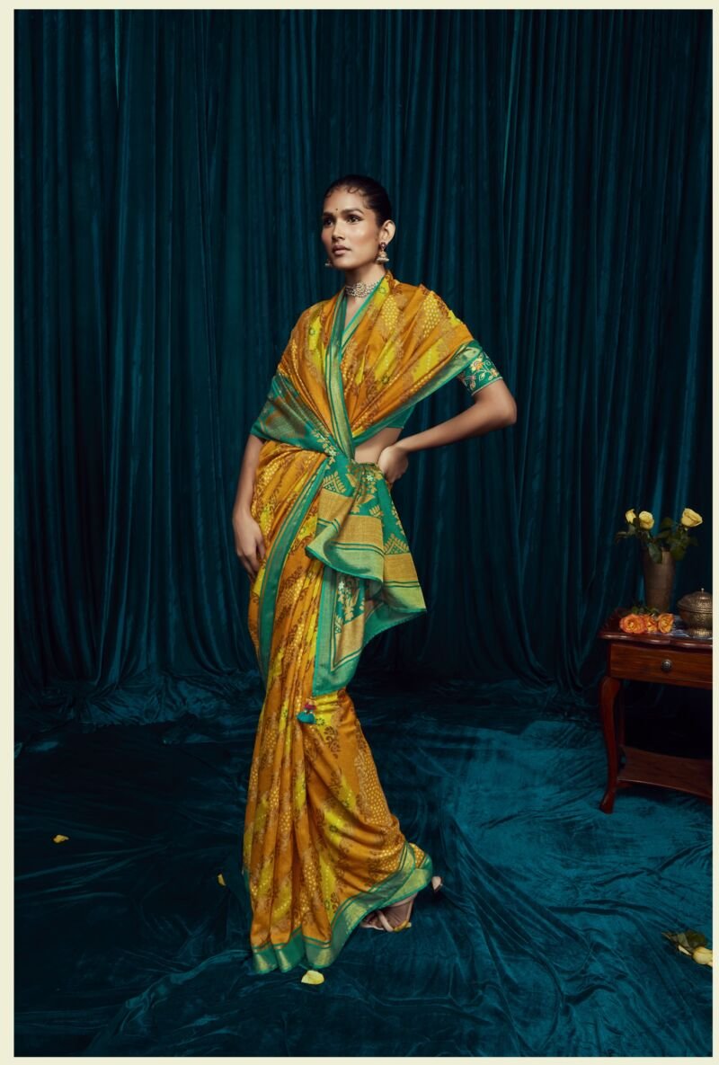 Elegant Yellow Soft Brasso Silk Saree with Designer Blouse