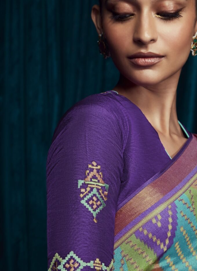 Luxurious Purple Soft Brasso Silk Saree with Designer Blouse