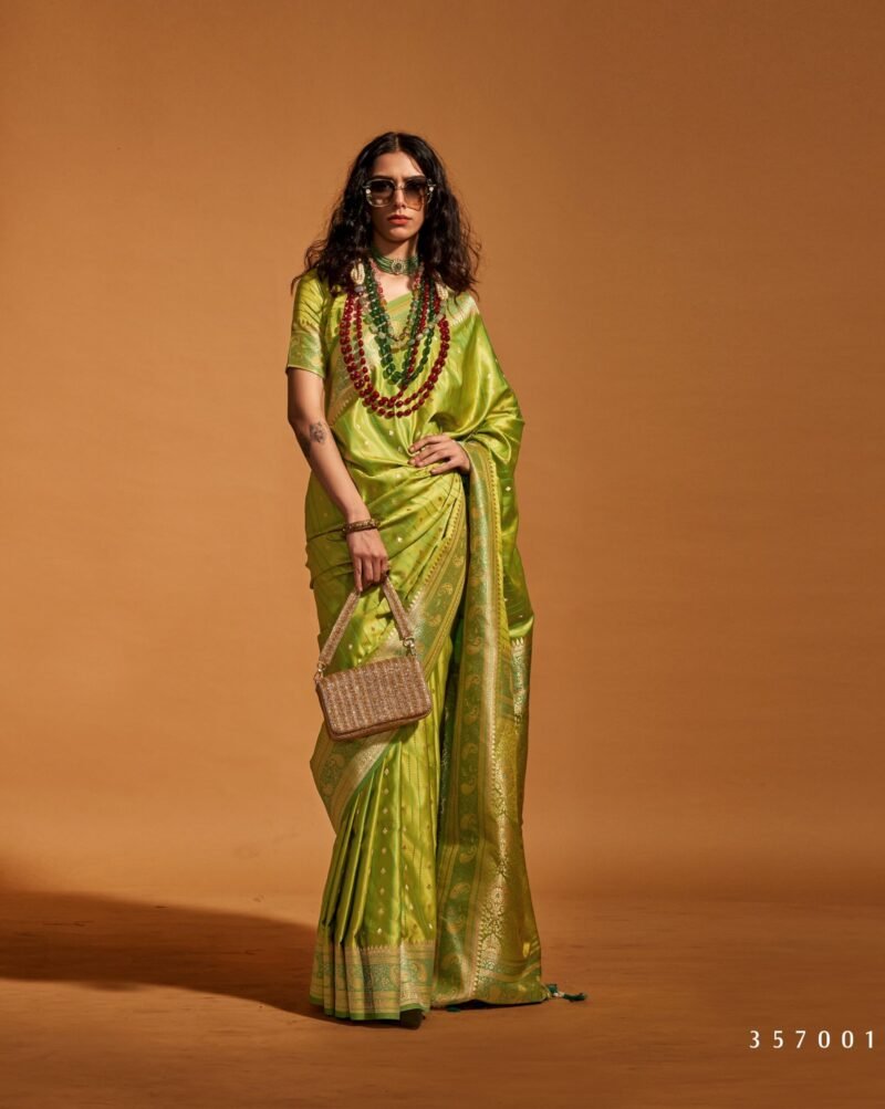 Green Pure Satin Silk Saree